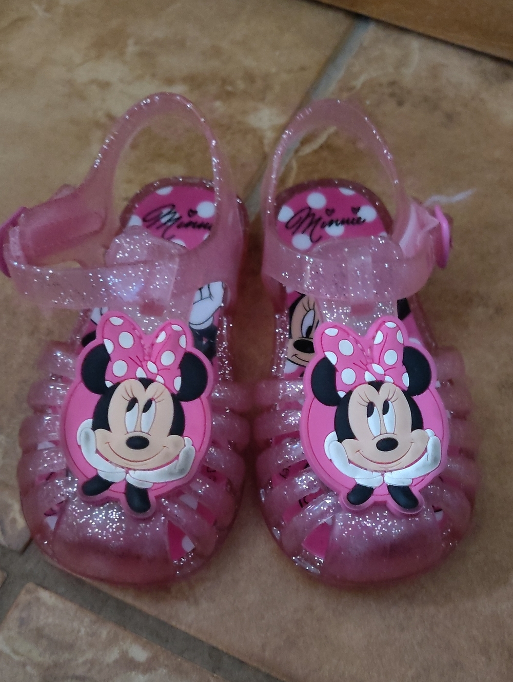 Disney Pink Minnie Mouse Glitter Jelly Sandals for Kids